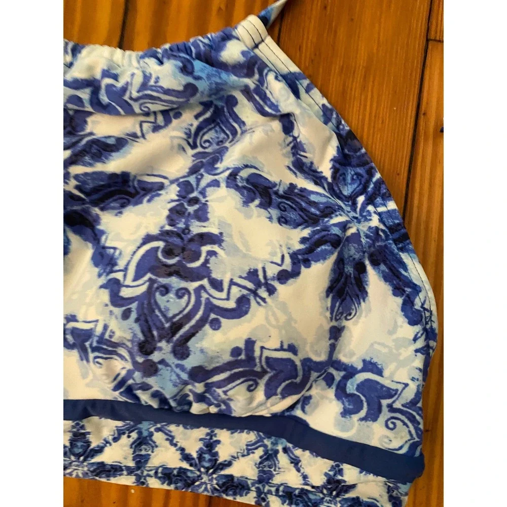 Michael‎ Kors Womens Blue White Sz XS High Neck Halter Bikini Set Two Piece